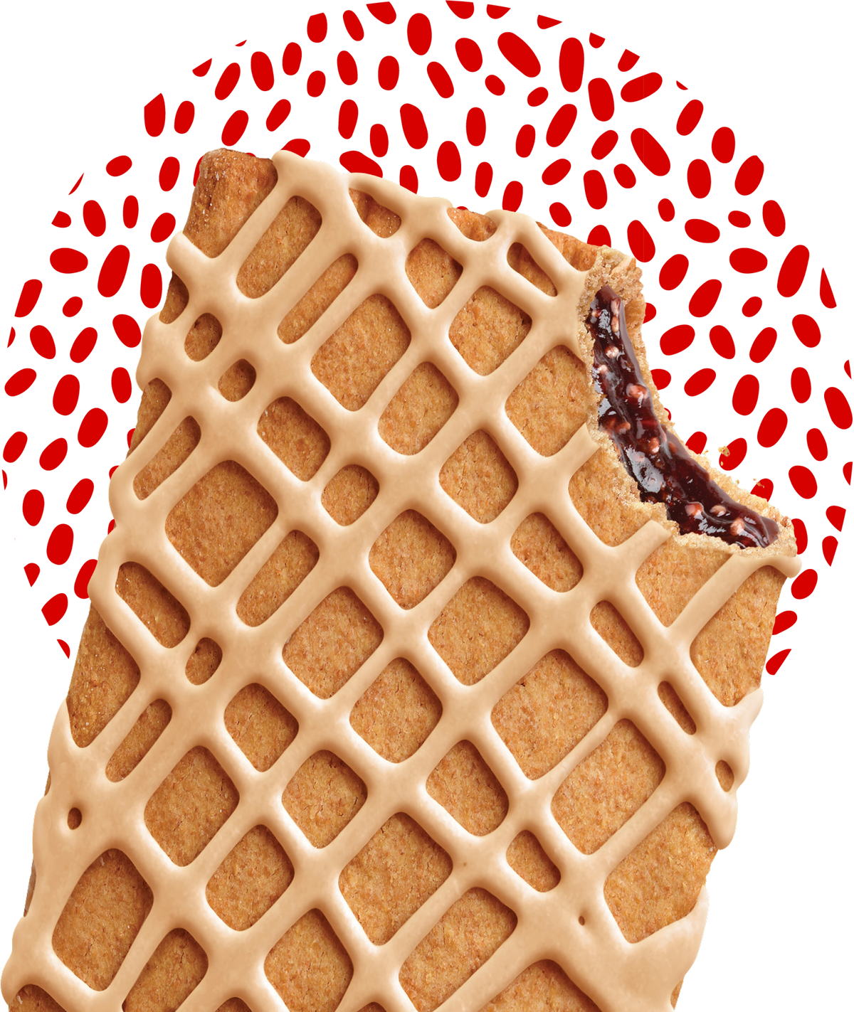 Waffle cookie with a red patterned border
